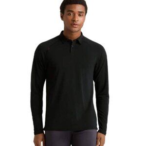Rhone Long Sleeve Delta Pique Polo Black mens size Small athletic sporty